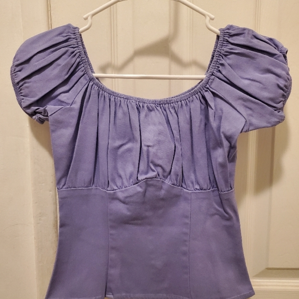 Pinup Girl Clothing Couture Peasant Top Lavender XS EUC